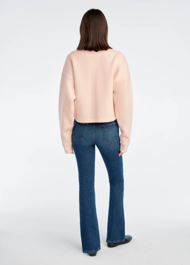 Favorite Daughter Cropped Collegiate Hoodie, Pale Pink & White - 13 Hub Lane   |  Cropped Sweatshirts