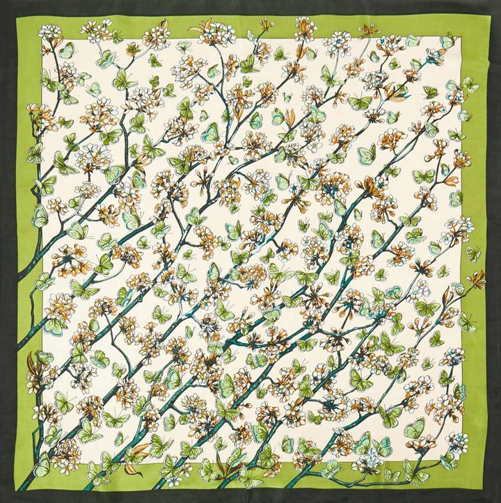 Butterfly Printed Satin Bandana Scarf