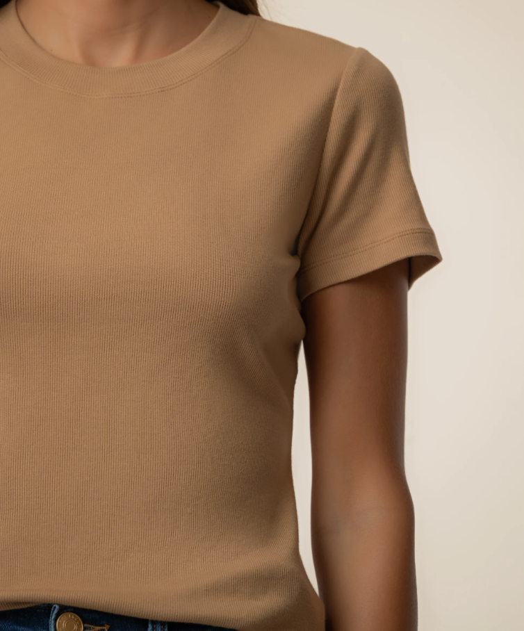 Kut From the Kloth Langley Rib Top, Camel