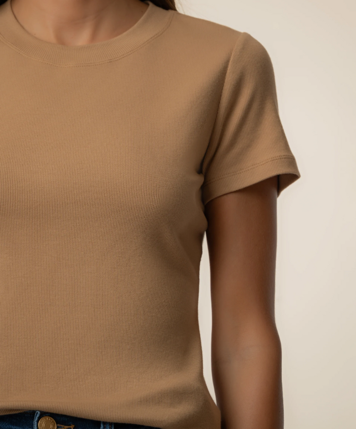 Kut From the Kloth Langley Rib Top, Camel