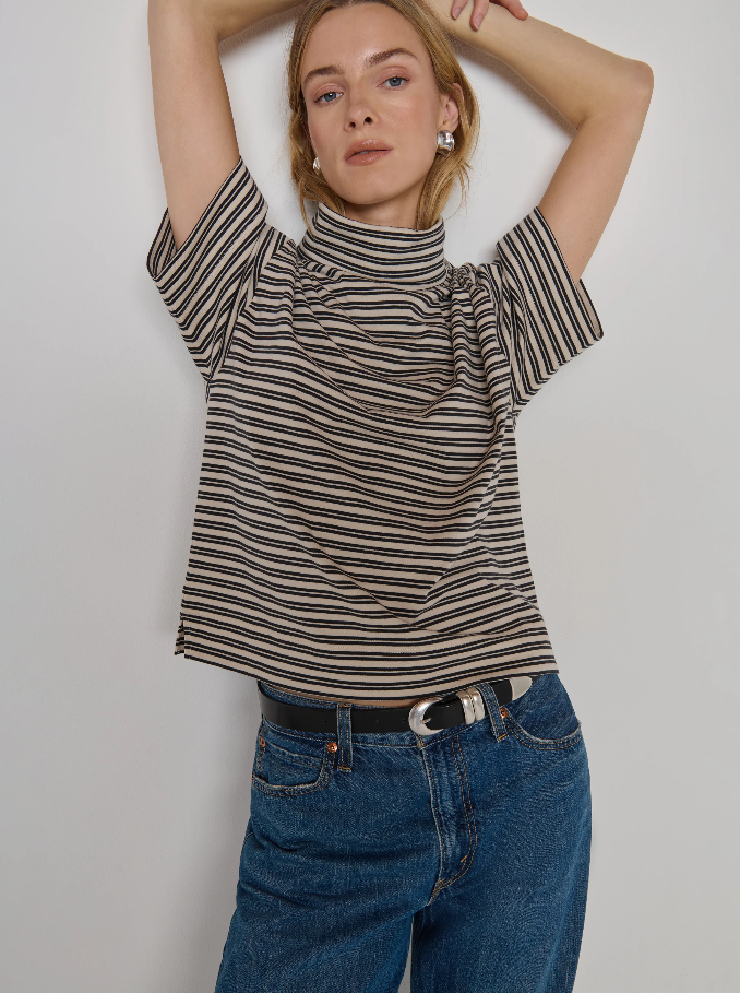 Nation LTD Fable Turtleneck Tee, Vintage Yarn Dye Stripe - 13 Hub Lane   |  