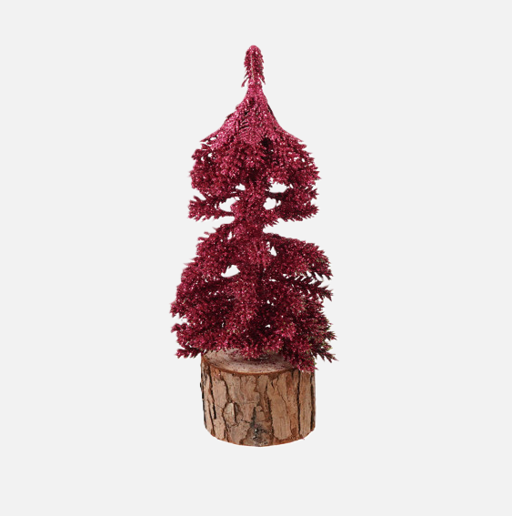 Glitter Tree w/ Wood Base, Pink