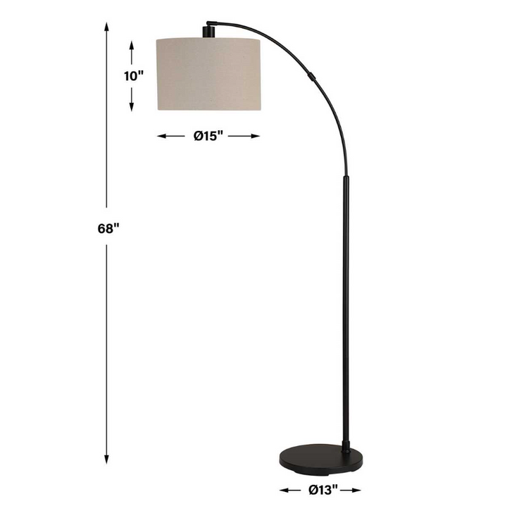 Curved Arc Floor Lamp, Black
