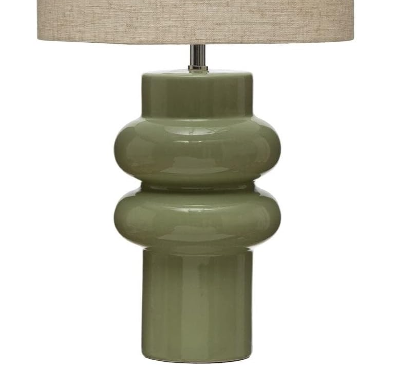 Stoneware Table Lamp w/ Linen Shade - Thumbnail 3