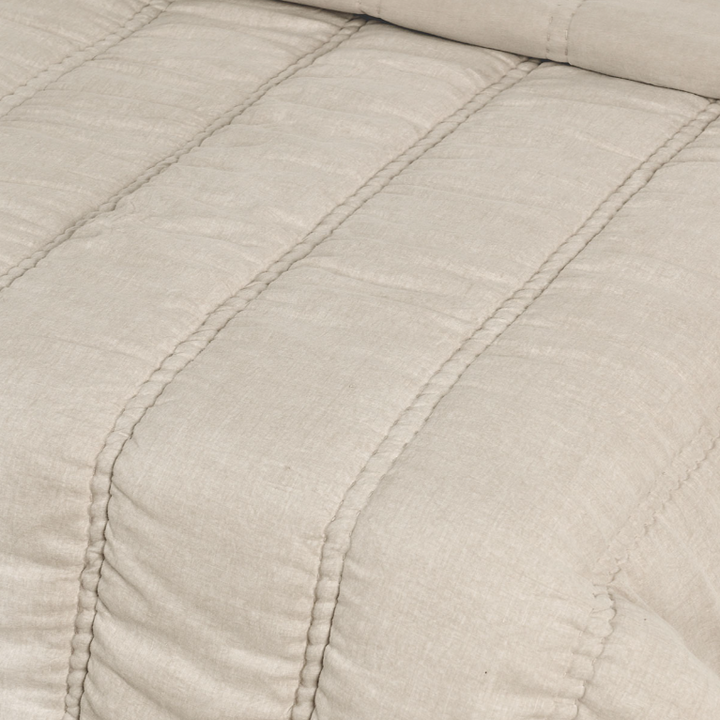 Rowan 4PC Quilt Set, Taupe