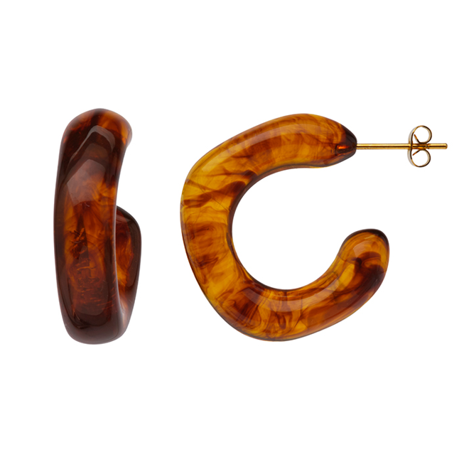 Tortoise Shell Resin Hoop Earrings