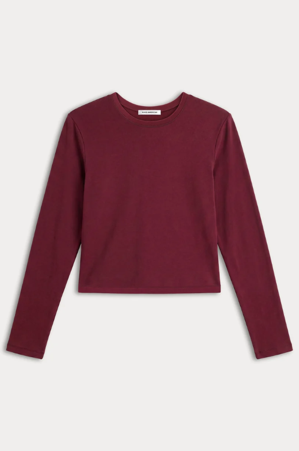 The Long Sleeve Baby Tee, Berry Noir