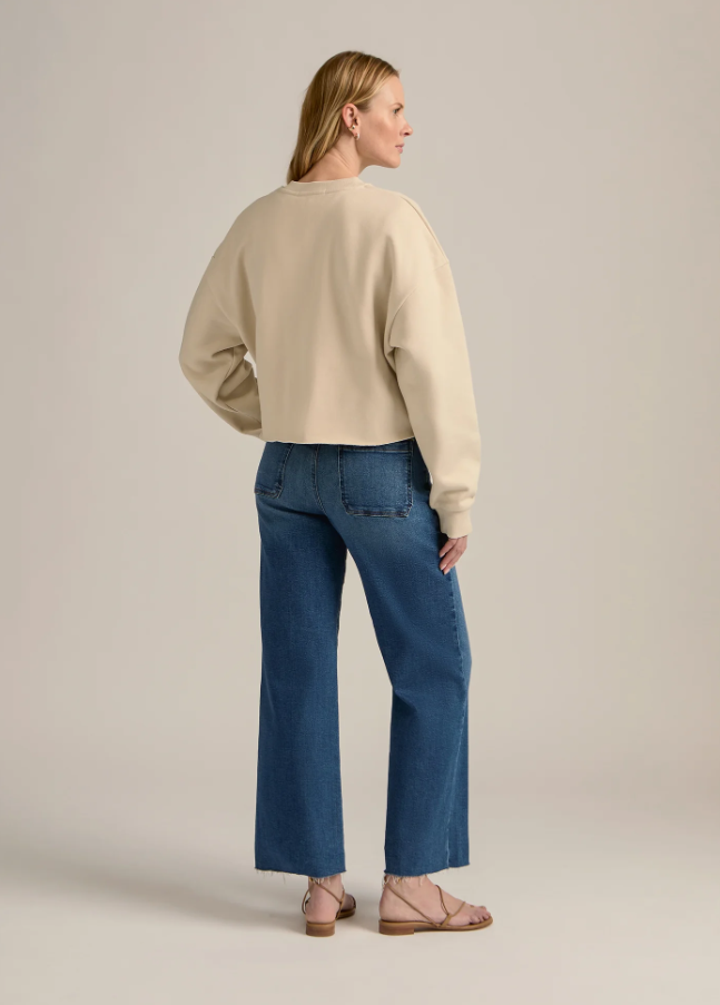 Favorite Daughter Cropped Collegiate Sweatshirt, French Oak w/ Snow White - 13 Hub Lane   |  Cropped Sweatshirts