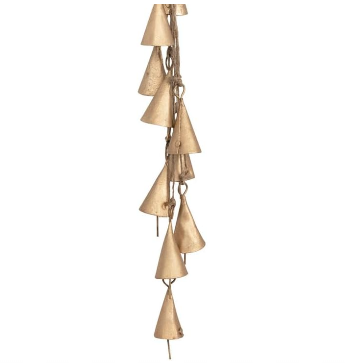 Metal Bell Cluster w/ Jute Rope, Brass - 13 Hub Lane   |  