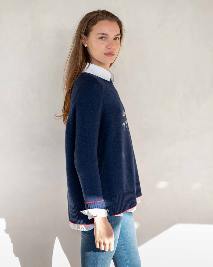 Banff Cashmere Blend Crew, Oxford Blue - 13 Hub Lane   |  Crewneck Sweaters