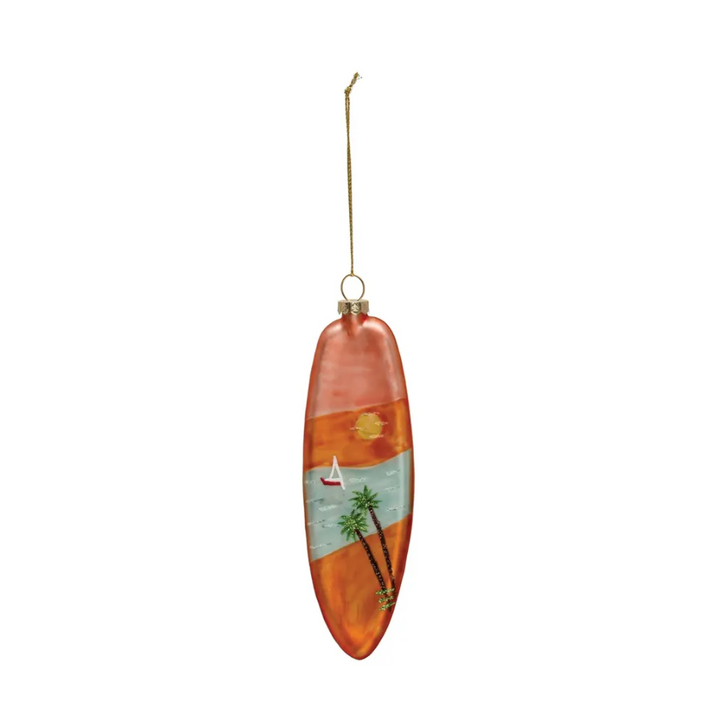 Hand-Painted Glass Surfboard Ornament