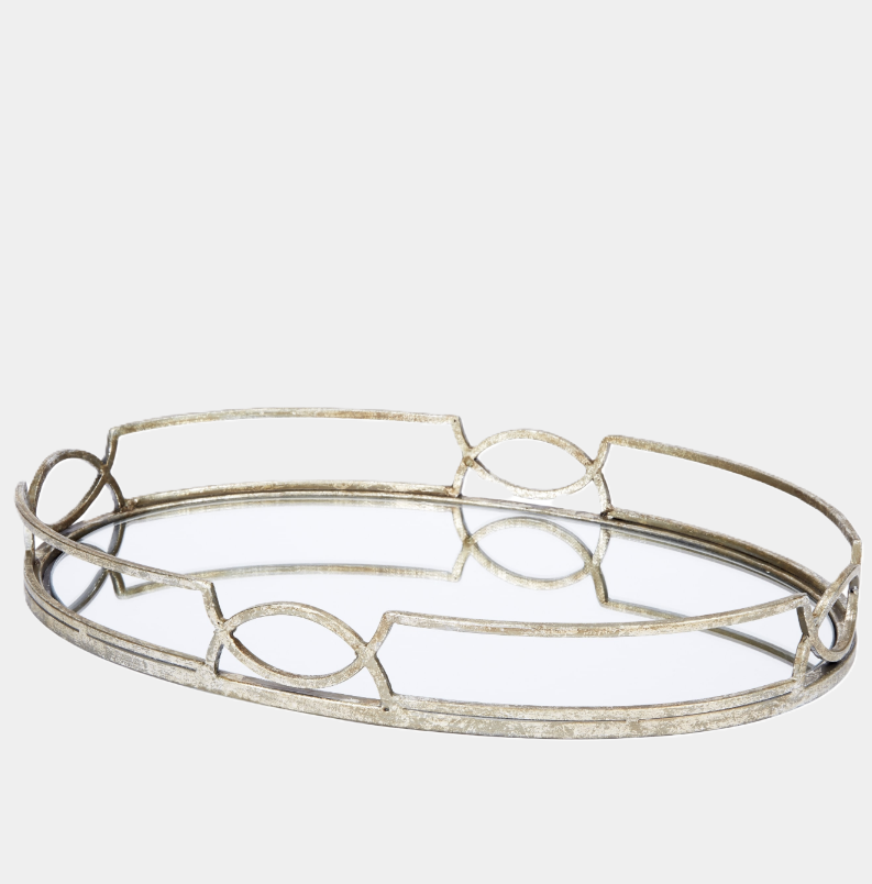 Madeline Oval Mirrored Tray - 13 Hub Lane   |  