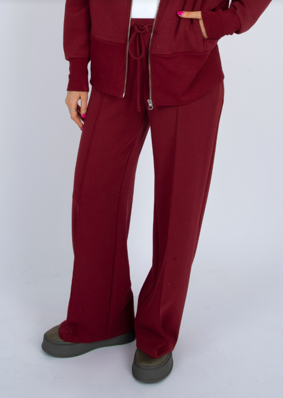 Prida Soft Knit Drawstring Pants, Chili - 13 Hub Lane   |  Wide Leg Sweats