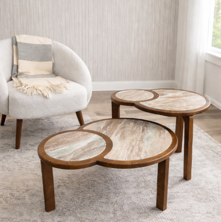 Tenney Wood & Marble Accent Table - 13 Hub Lane   |  
