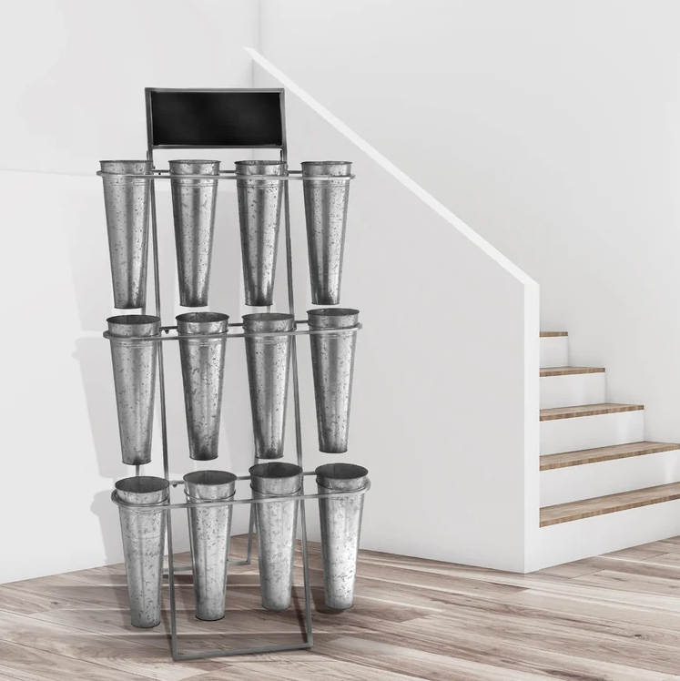 Metal 3-Tier Flower Rack w/ Board - Thumbnail 2